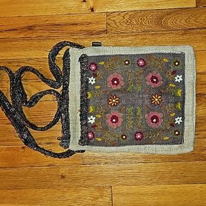 PRANA Embroidered Hemp Shoulder Crossbody Bag
